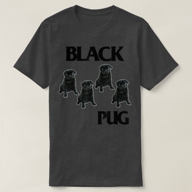 Camiseta Black Pugs Engraçados Adoram Música Cachorros Band (Frente do Design)