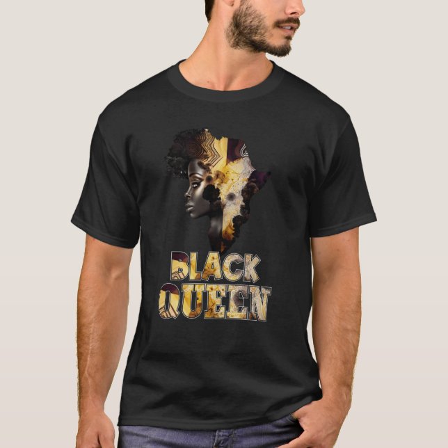 Camiseta Black Queen Afro Melanin African Women Black Histo (Frente)