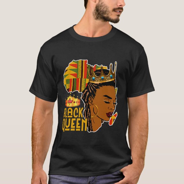 Camiseta Black Queen Afro Melanin African Women Histo (Frente)