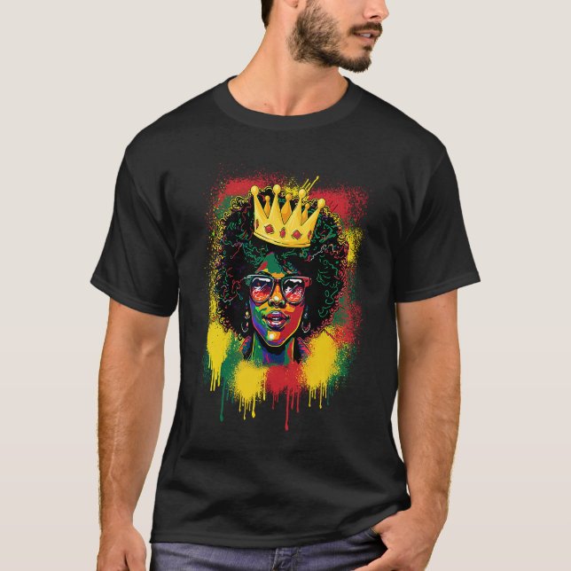 Camiseta Black Queen Dripping BHM Pride Afro American Woman (Frente)