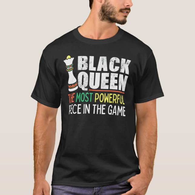 Camiseta Black Queen Most Powerful Chess African American (Frente)