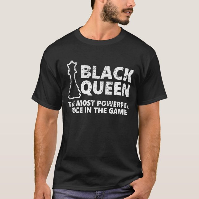 Camiseta Black Queen Most Powerful Chess African American (Frente)