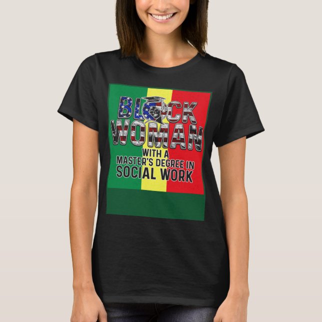 Camiseta Black Queen MSW Social Work Flag Masters Graduatio (Frente)