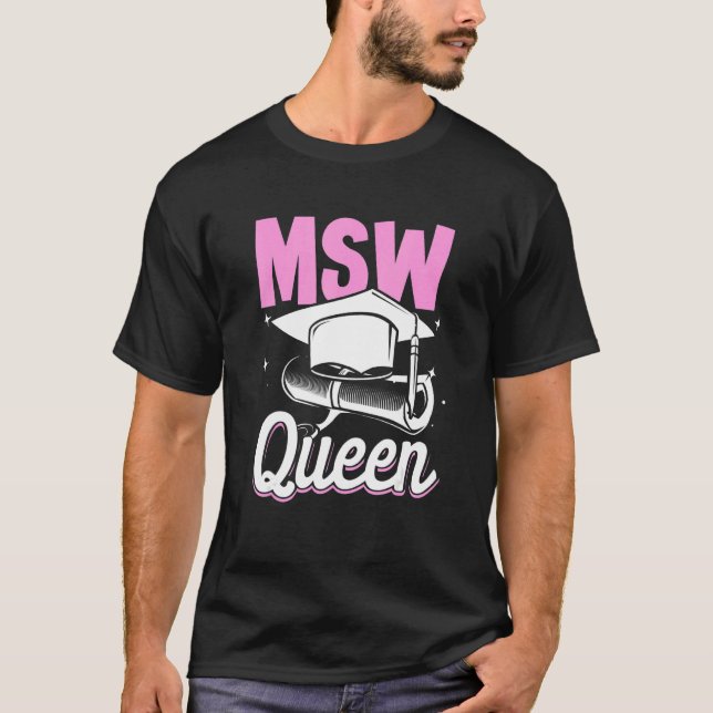 Camiseta Black Queen MSW Social Work Masters Graduation 1 (Frente)