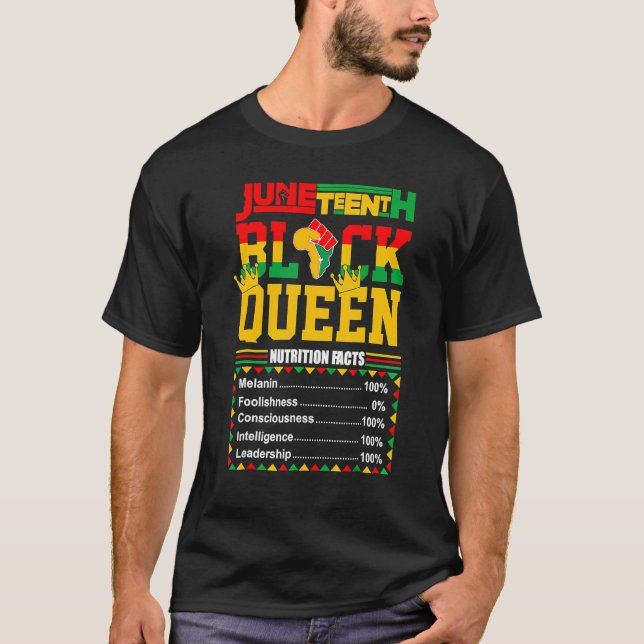 Camiseta Black Queen Nutrition Facts Black History Mont Bl (Frente)