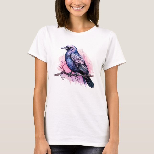 Camiseta Black Raven em uma Ilustração de Ramificação (Frente)