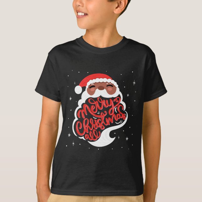 Camiseta Black Santa Merry Christmas All Toddler T Shirt  (Frente)