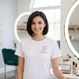 Camiseta Black Script Employee Name Business Logo Makeup