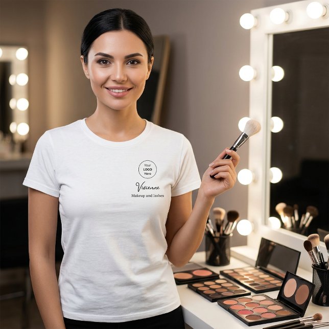 Camiseta Black Script Employee Name Business Logo Makeup (Black Script Employee Name Business Logo Makeup T-Shirt)