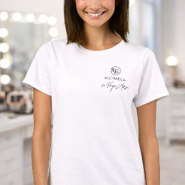 Camiseta Black Script Employee Name Business Logo Makeup
