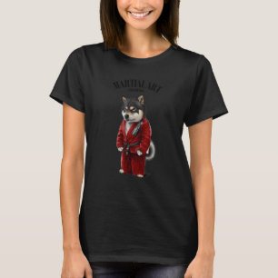 Camiseta Black Shiba Dog Judo Karate Master em Red Judogi