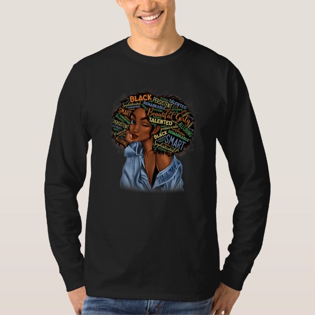 Camiseta Black Smart Girls Afro Love Melanin African Americ (Frente)