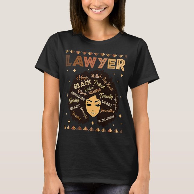 Camiseta Black Smart Lawyer Afro Hair Melanin African Ameri (Frente)