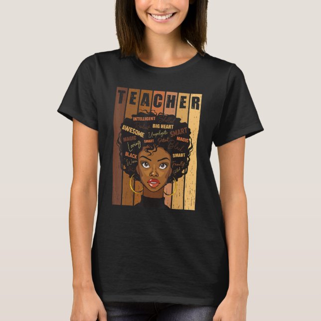 Camiseta Black Smart Teacher Afro Love Melanin African Amer (Frente)