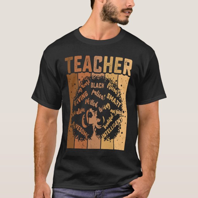 Camiseta Black Smart Teacher Afro Love Melanin African Amer (Frente)