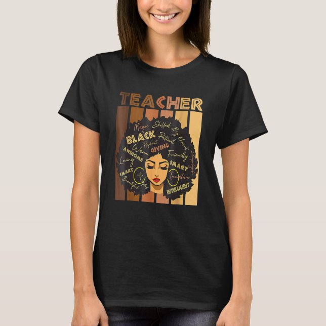 Camiseta Black Smart Teacher Afro Love Melanin African Amer (Frente)