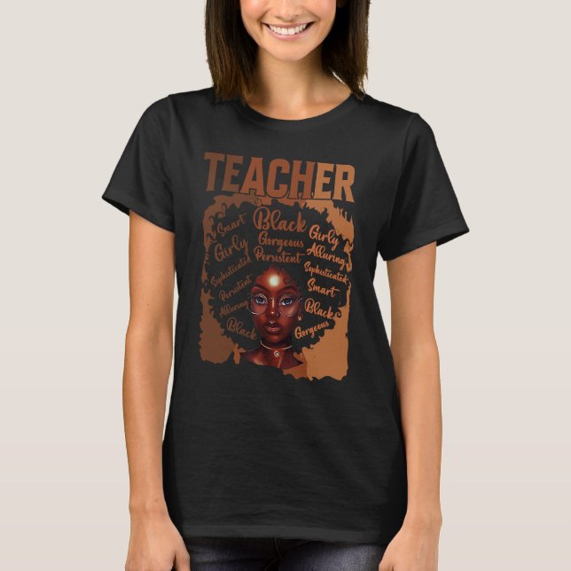 Camiseta Black Smart Teacher Afro Love Melanin Women Black  (Frente)