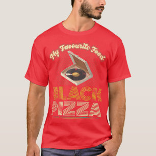 Camiseta Black Sound Pizza, Retro Vinil Record Album Turnta