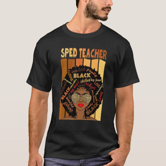 Camiseta Black Sped Teacher Love Melanin Teacher (Frente)