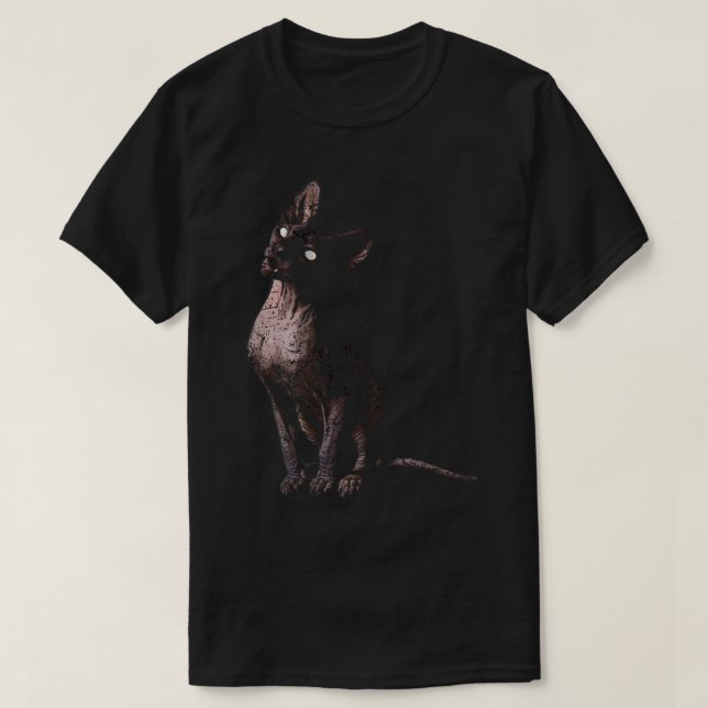 Camiseta Black Sphynx Cat Goth and Death Metal  (Frente do Design)