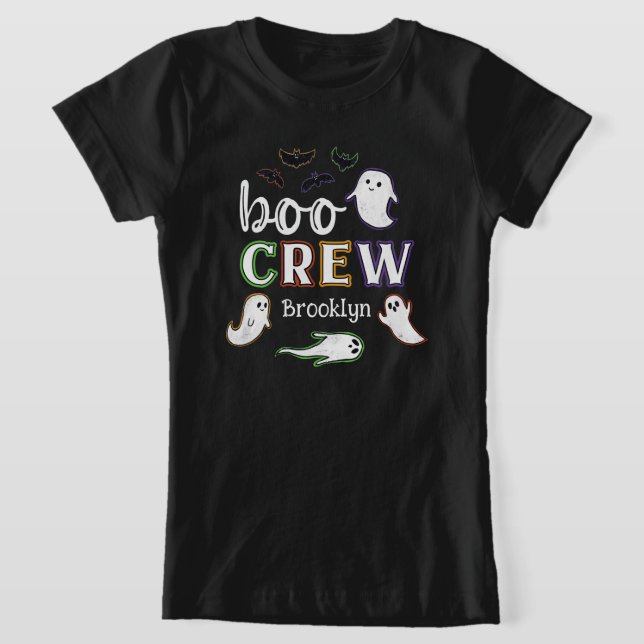 Camiseta Black Spooky Bats & Ghosts Halloween Boo Crew (Postura )