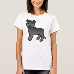 Camiseta Black Staffordshire Bull Terrier Cartoon Dog