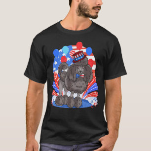 Camiseta Black Standard Poodle Patriotic 4 De Julho America