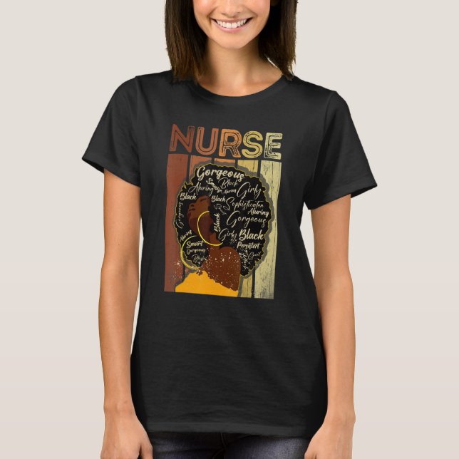 Camiseta Black Strong Nurse Afro Love Melanin African Ameri (Frente)