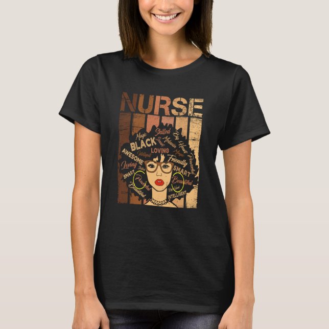 Camiseta Black Strong Nurse Afro Love Melanin African Ameri (Frente)