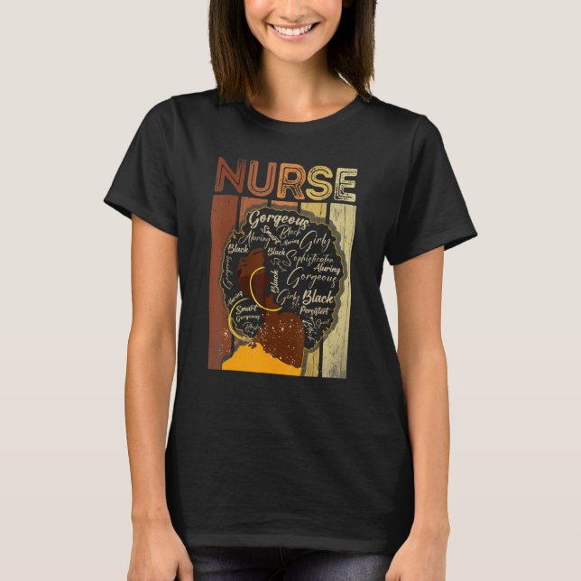 Camiseta Black Strong Nurse Afro Love Melanin African Ameri (Frente)