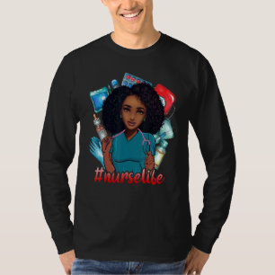 Camiseta Black Strong Nurse Life Afro Love Melanin African