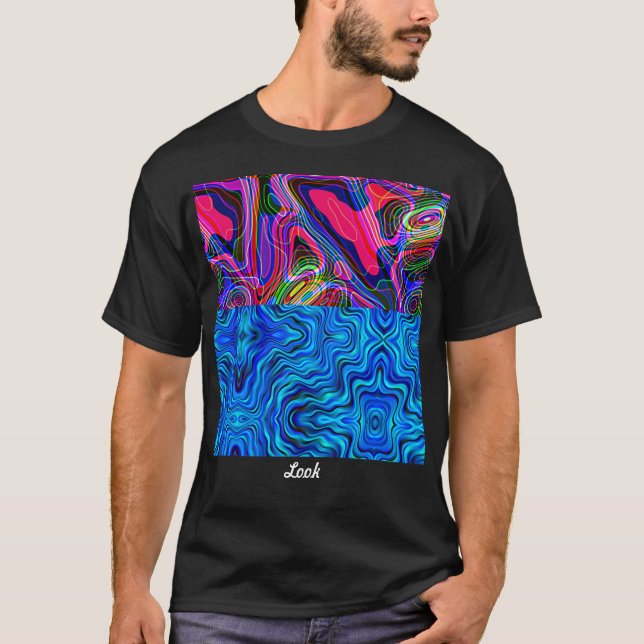 Camiseta black t-shirt for men with neon print (Frente)