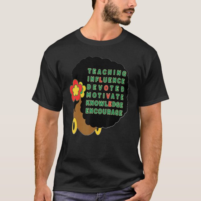 Camiseta Black Teacher Afro Hair Melanin Women Sista Teache (Frente)