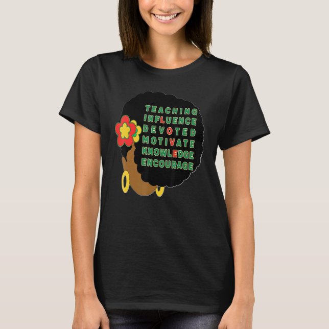 Camiseta Black Teacher Afro Hair Melanin Women Sista Teache (Frente)