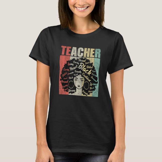 Camiseta Black Teacher Afro Proud African American Black Hi (Frente)