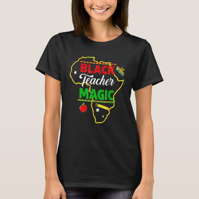 Camiseta Black Teacher Magic Black History Month African Am (Frente)
