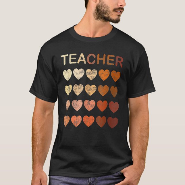 Camiseta Black Teacher Magic Melanin Hearts Black History M (Frente)
