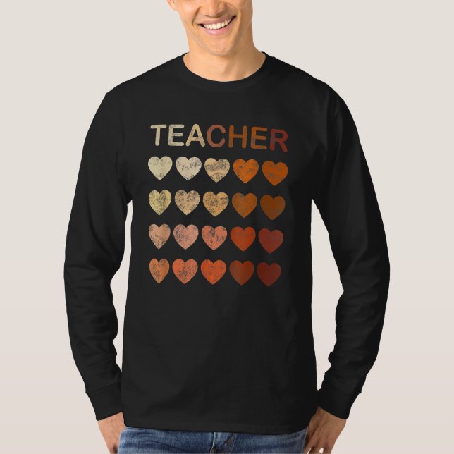 Camiseta Black Teacher Melanin Hearts Women Black History M (Frente)