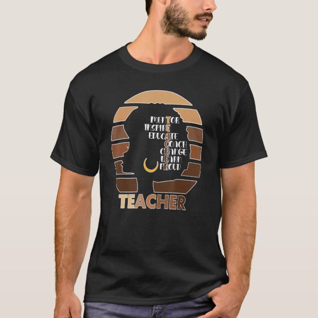 Camiseta Black Teacher Pride Melanin Afro Queen African Ame (Frente)