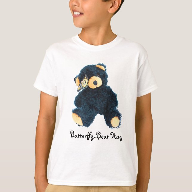 Camiseta Black Teddy Bear Butterfly para rapazes (Frente)