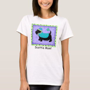 Camiseta Black Terrier Dog Purple Green Scottie Mãe