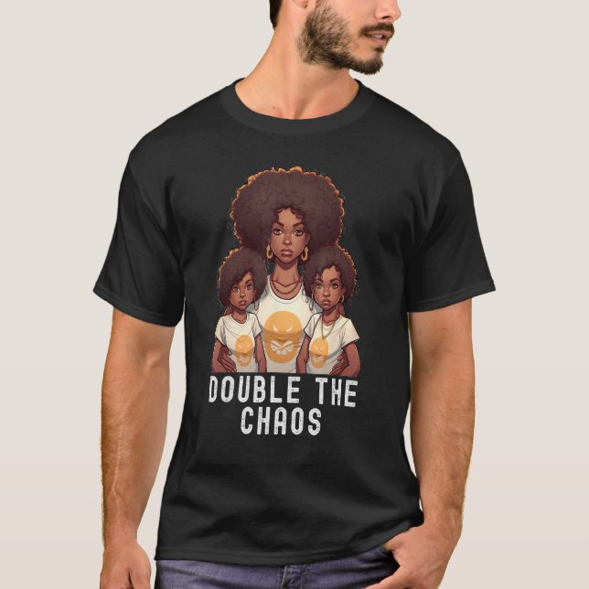 Camiseta Black Twin Dad Fathers Day Double the chaos  Quote (Frente)