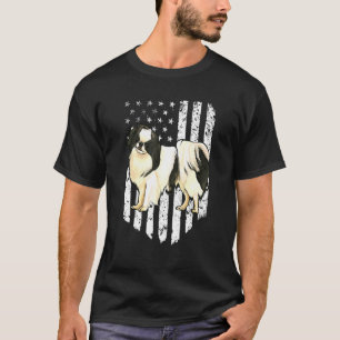 Camiseta Black White American Flag Japonês Chin 4th Of Jul