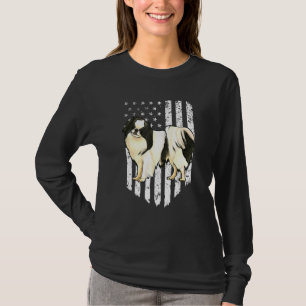 Camiseta Black White American Flag Japonês Chin 4th Of Jul