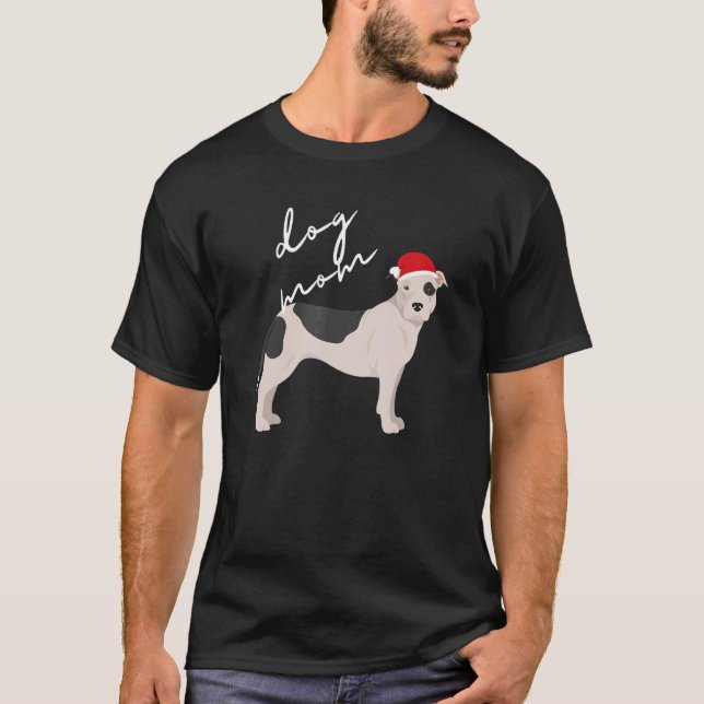 Camiseta Black & White American Pit Bull Terrier Dog Mãe Ch (Frente)