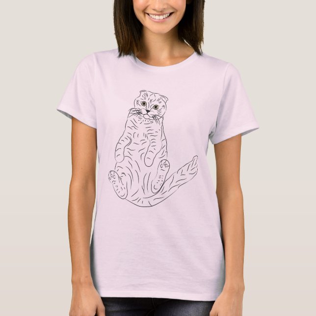 Camiseta Black@White Cat Rest para mulher rosa (Frente)