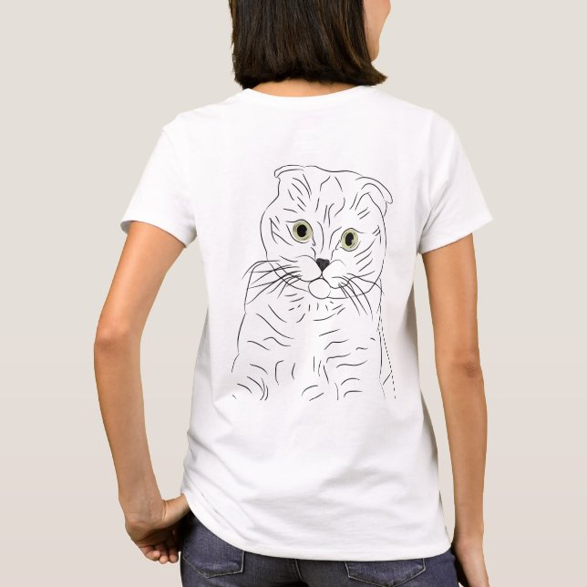 Camiseta Black@White Cat Rest para mulher White (Verso)