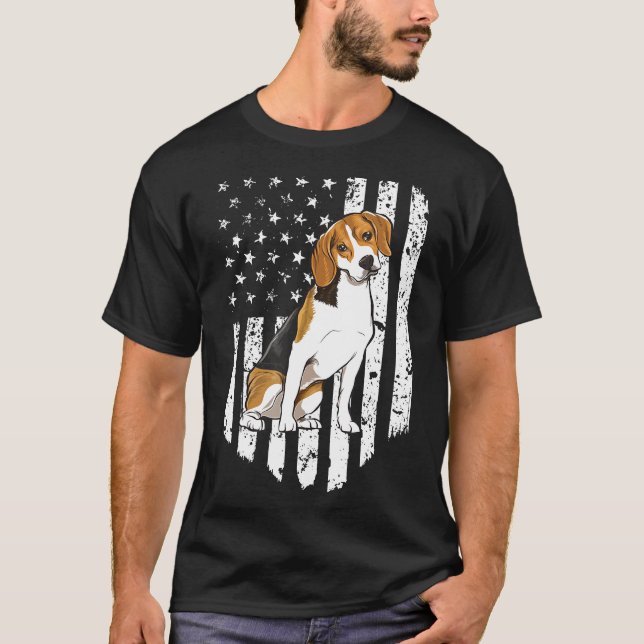 Camiseta Black White Flag Beagle Usa (Frente)