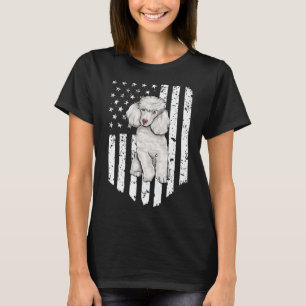 Camiseta Black White Flag Poodle, 4 De Julho Nos Eua