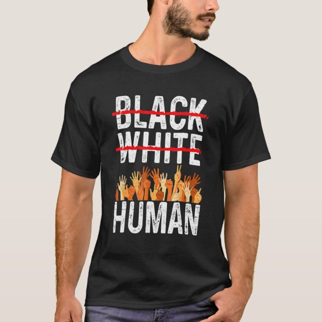 Camiseta Black White Human Equality Appare Black History Mo (Frente)